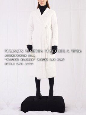 MAISON MARTIN MARGIELA MM6 AW19 RUNWAY White Padded  Belted Lab Coat Sz IT 36
